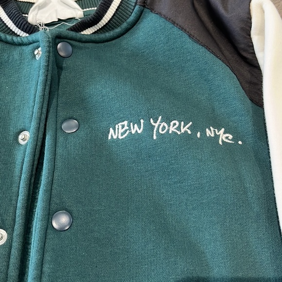 Zara Size 7 Kid Bomber Jacket Snap Botton New York Varsity Jacket - Picture 2 of 4